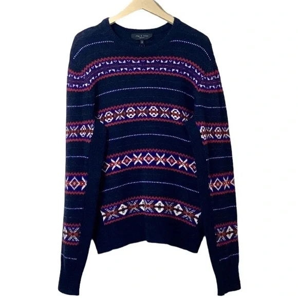 rag & bone Wesley Fair Isle Wool Sweater Size Medium